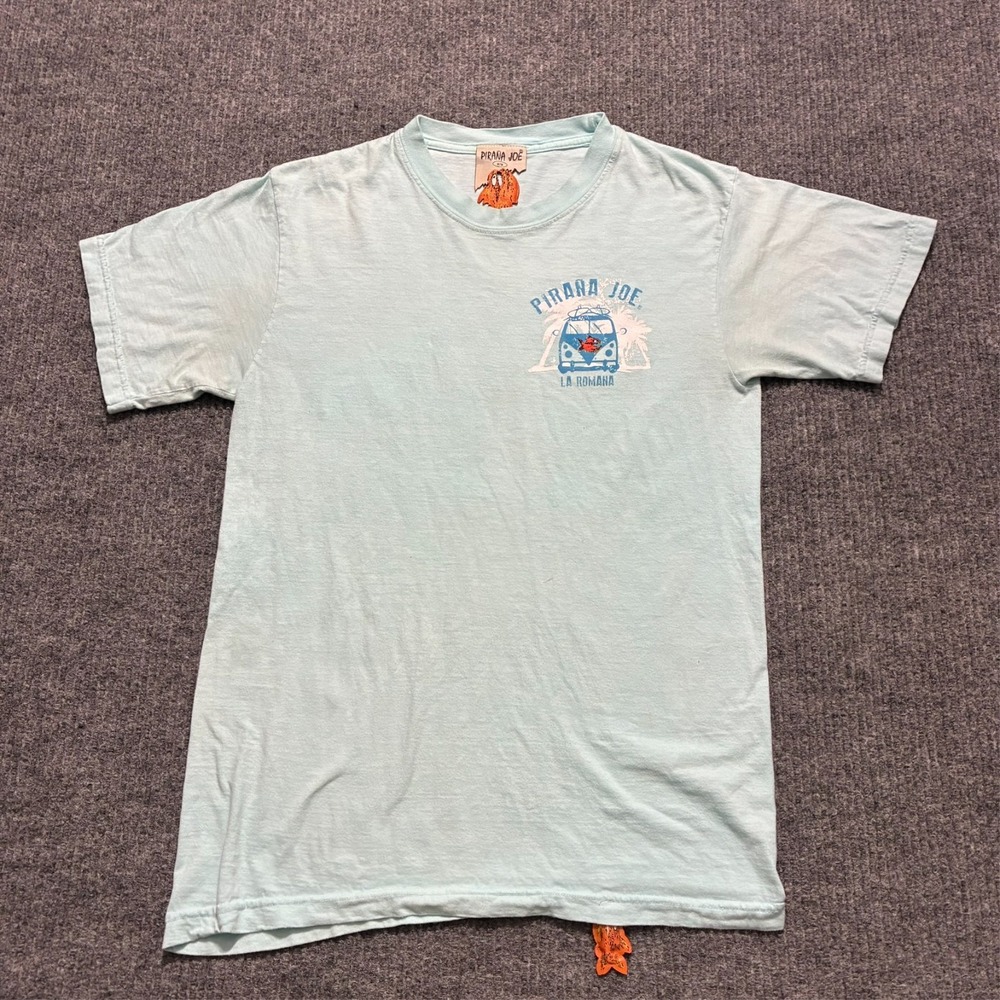 Pirana Joe La Romana Van Graphic T-Shirt Mens Medium‎ Light Blue Short Sleeve